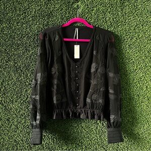 Chic Black Floral Women's Blouse